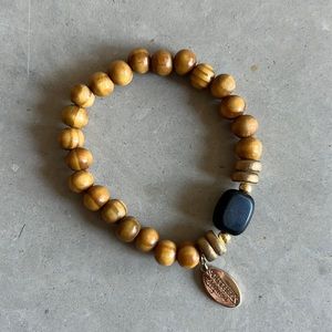 NWT Southern Sequins wooden bracelet with black charm